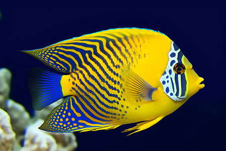 一条黄蓝鱼背景图片