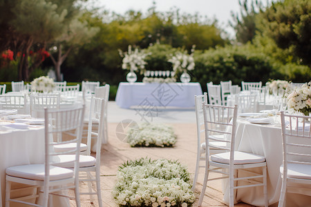 白色婚礼花园背景图片