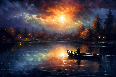 夜色如诗的湖面背景图片