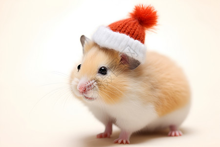 戴圣诞帽的仓鼠高清图片