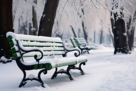 白色梦幻雪花冬日公园的梦幻景色背景