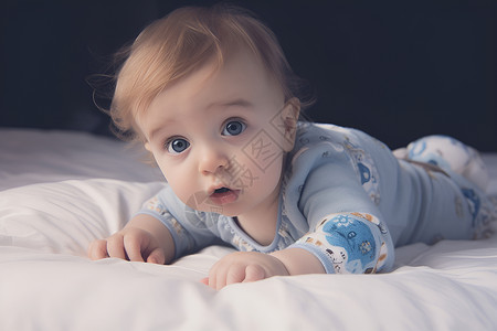 床上可爱的婴儿背景图片