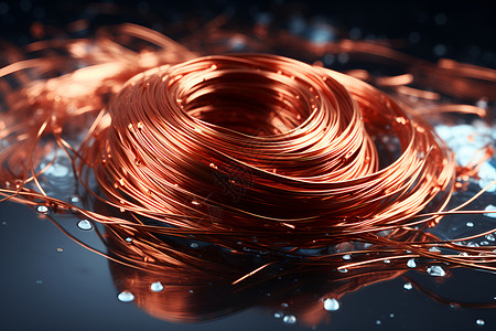 铜色旋涡状的金属铜线设计图片
