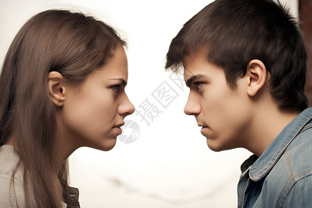 矛盾吵架的年轻情侣背景图片