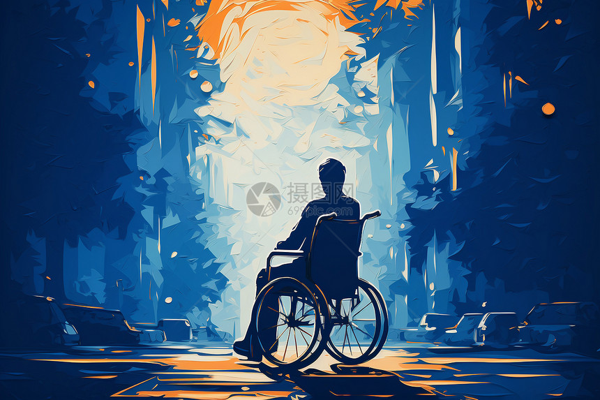 坐轮椅的男子图片