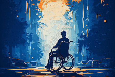 坐轮椅的男子背景图片