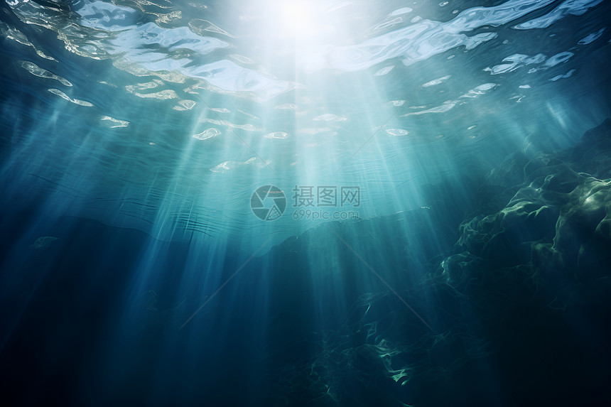 深海中的光线图片