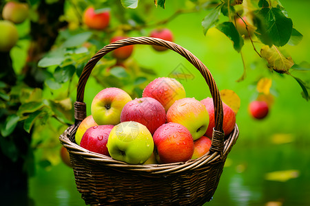 篮子中的苹果背景图片