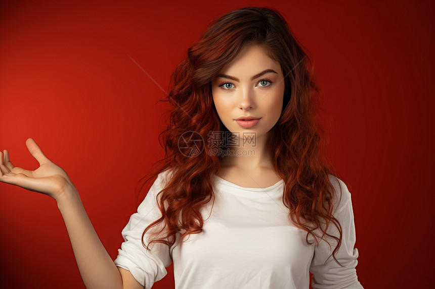红发女子图片