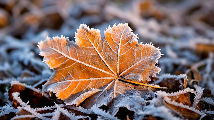冰霜覆盖的叶子图片