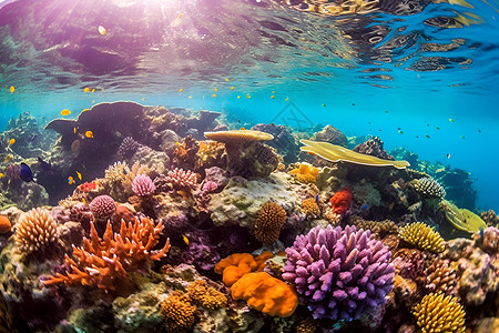 海底绚烂的珊瑚礁高清图片