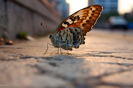 地面上的蝴蝶背景图片