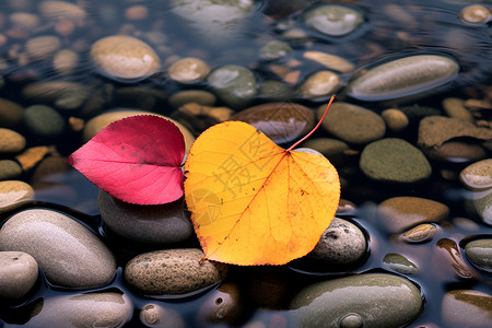 宁静的秋季池塘背景图片