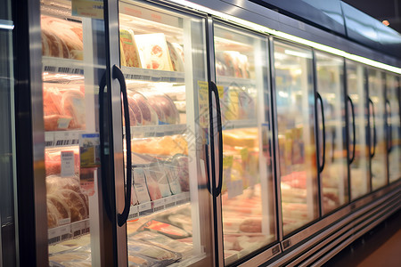 冰柜里的食物背景图片