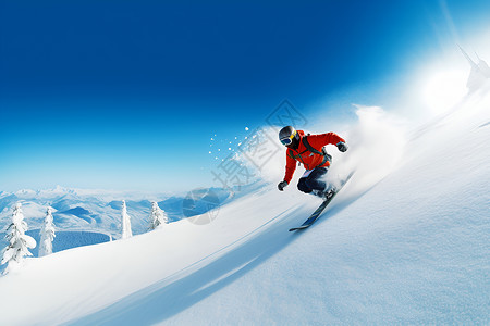 冰雪飞驰男人去滑雪高清图片