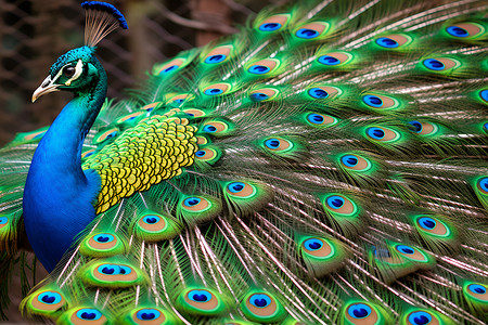 孔雀羽毛蓝绿色孔雀美丽的羽毛背景