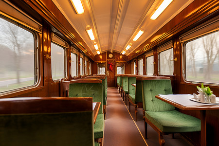 列车内华丽的座椅高清图片