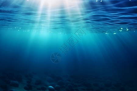 深海鲑鱼蓝色海水背景