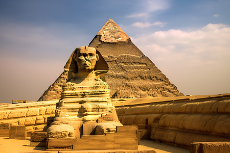 埃及狮身人面像埃及金字塔背景