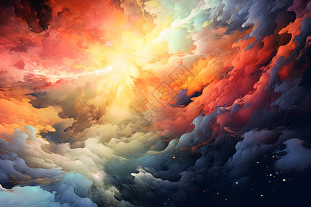 五彩流动的云海背景图片