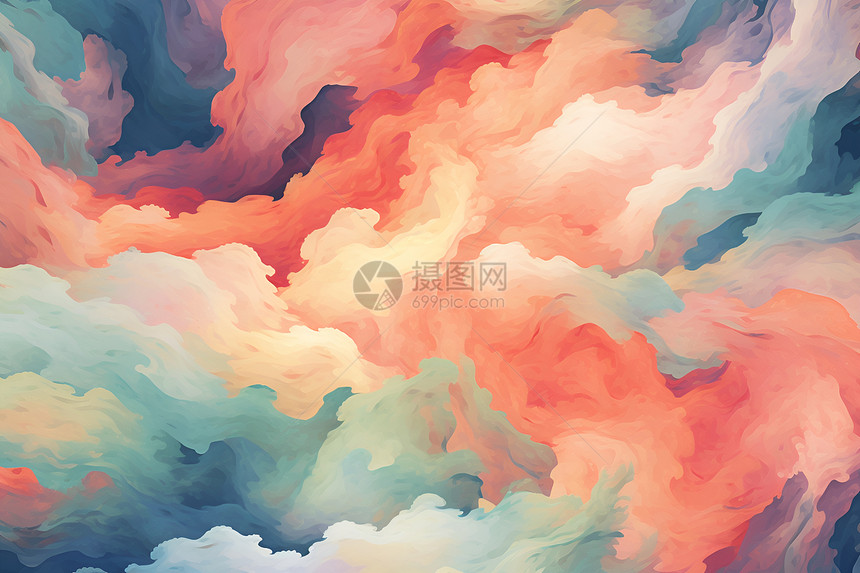 五彩斑斓的云彩绘画图片