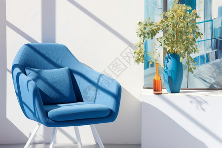 房间内的蓝色椅子背景图片