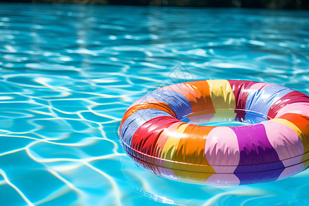 夏季游泳圈色彩斑斓的浮游玩具背景