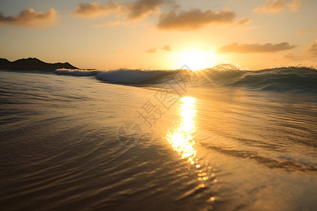 日落时海洋的美丽景观背景图片