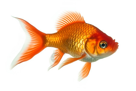 悬崖上的金鱼公主白色背景上的红尾金鱼背景