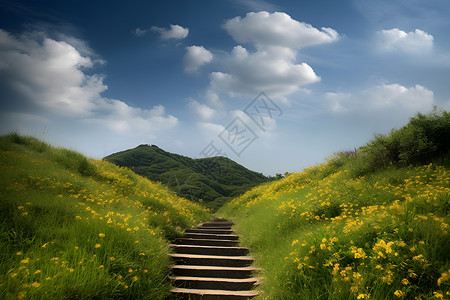 青山绿野的美景背景图片