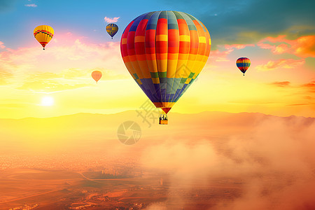 彩色的热气球背景图片