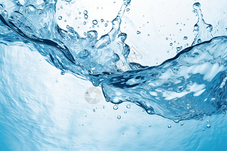 水与花水中泡沫与水滴的蓝色世界设计图片