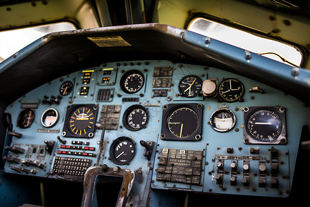 飞机驾驶舱内的仪表盘背景图片