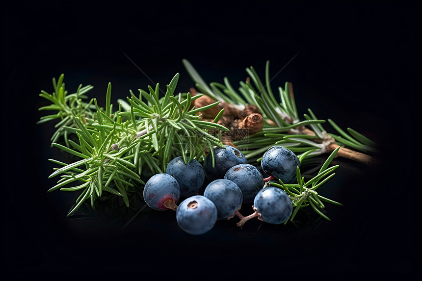 新鲜的蓝莓和迷迭香图片