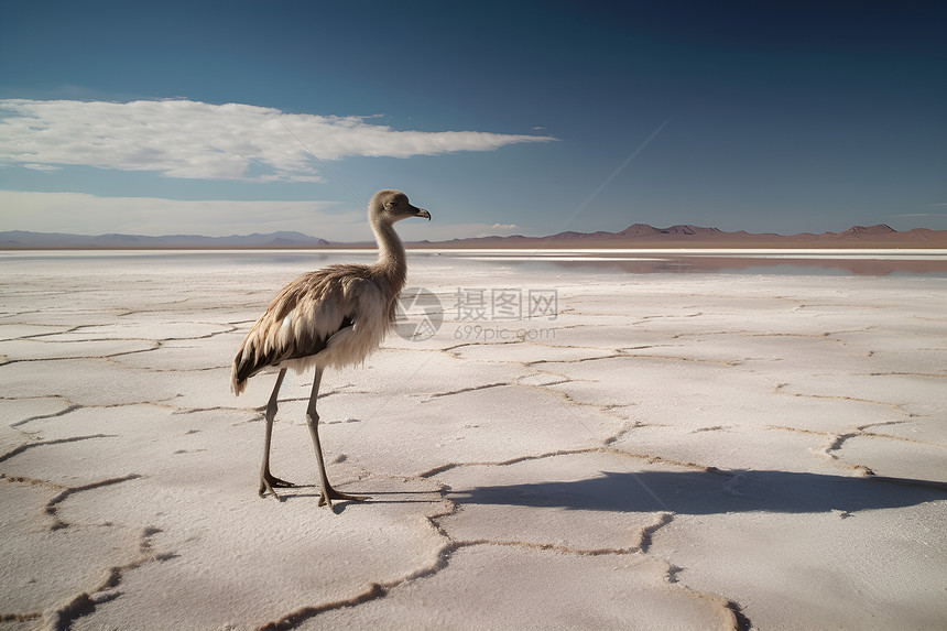 荒凉盐滩上的鸟儿图片