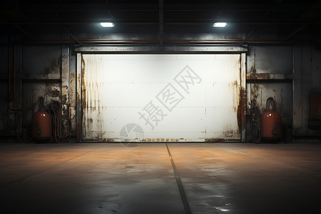 工业厂房中的铁门背景图片