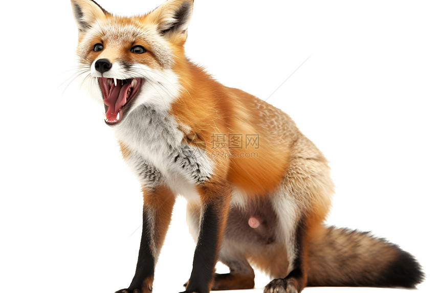 张嘴的小狐狸图片