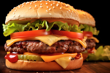 美味的汉堡背景图片