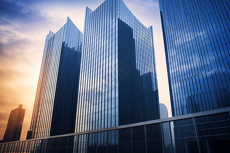 繁华金融区的商业大楼建筑背景图片