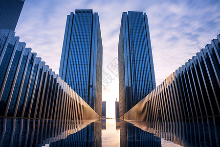 现代都市的商业大楼建筑背景图片