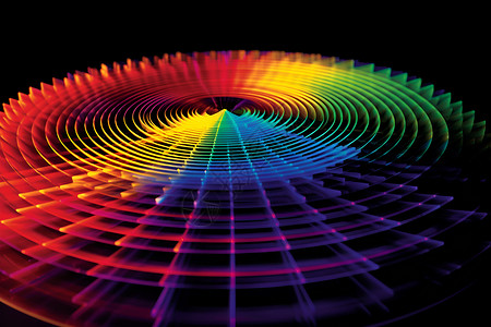 七彩光谱的折射圆盘背景图片