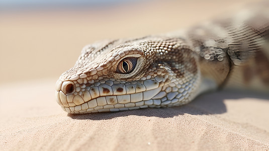 沙漠中的一只蜥蜴背景图片