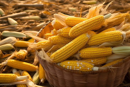 玉米丰收素材秋季丰收的玉米作物背景