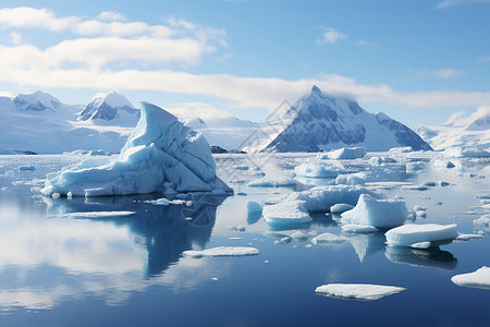 冰川融化冰山漂浮在水中背景