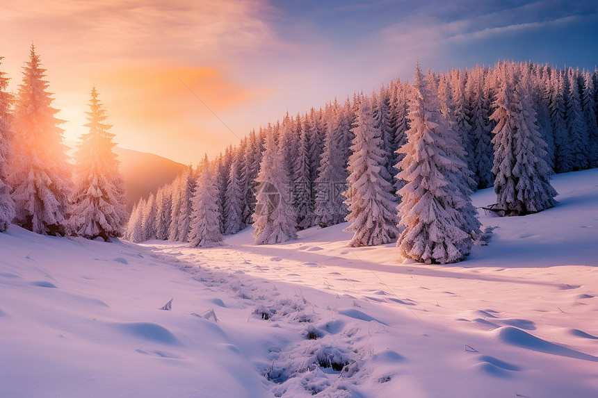 冬日仙境的美丽景观图片