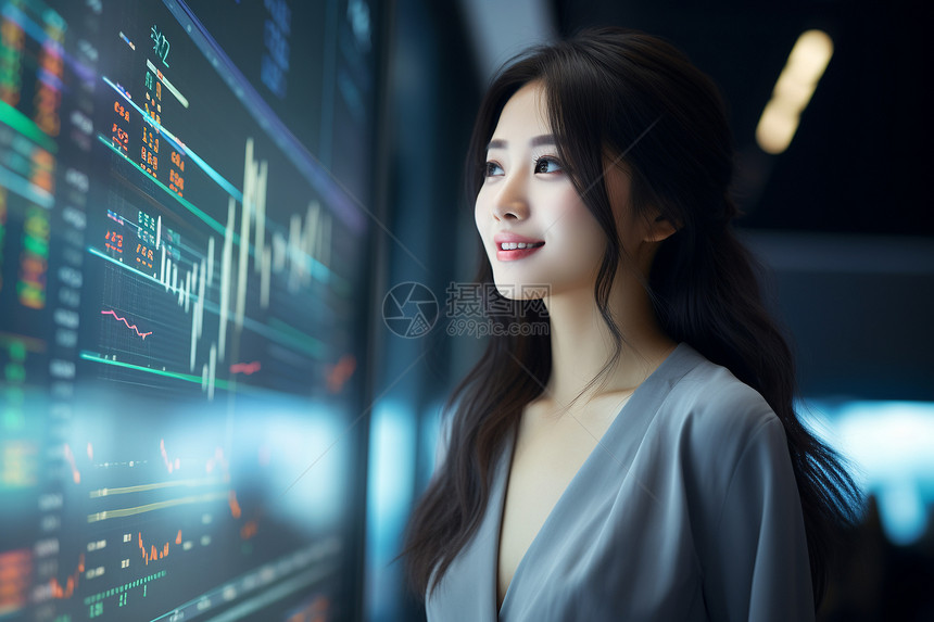 职业女性在现代证券交易图片