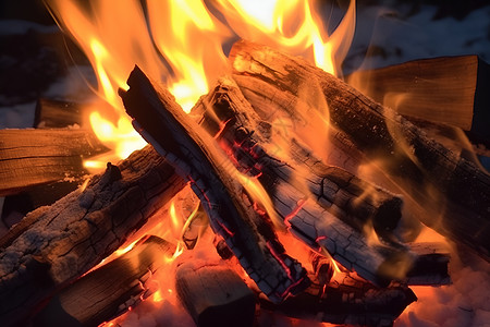 温暖的冬日篝火背景图片