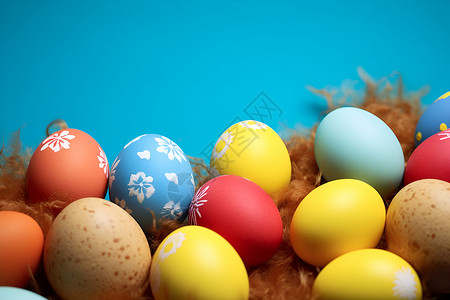 多彩的鸡蛋复活节食物高清图片