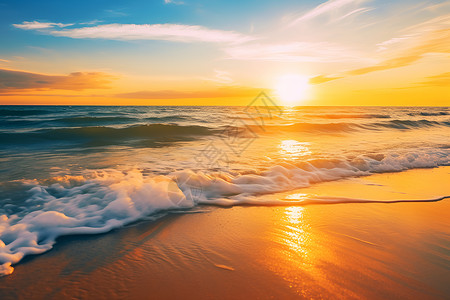 海洋画素材夕阳如画的海洋景观背景