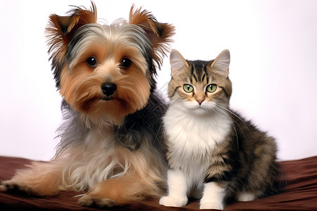 家养的宠物猫咪和狗狗背景图片